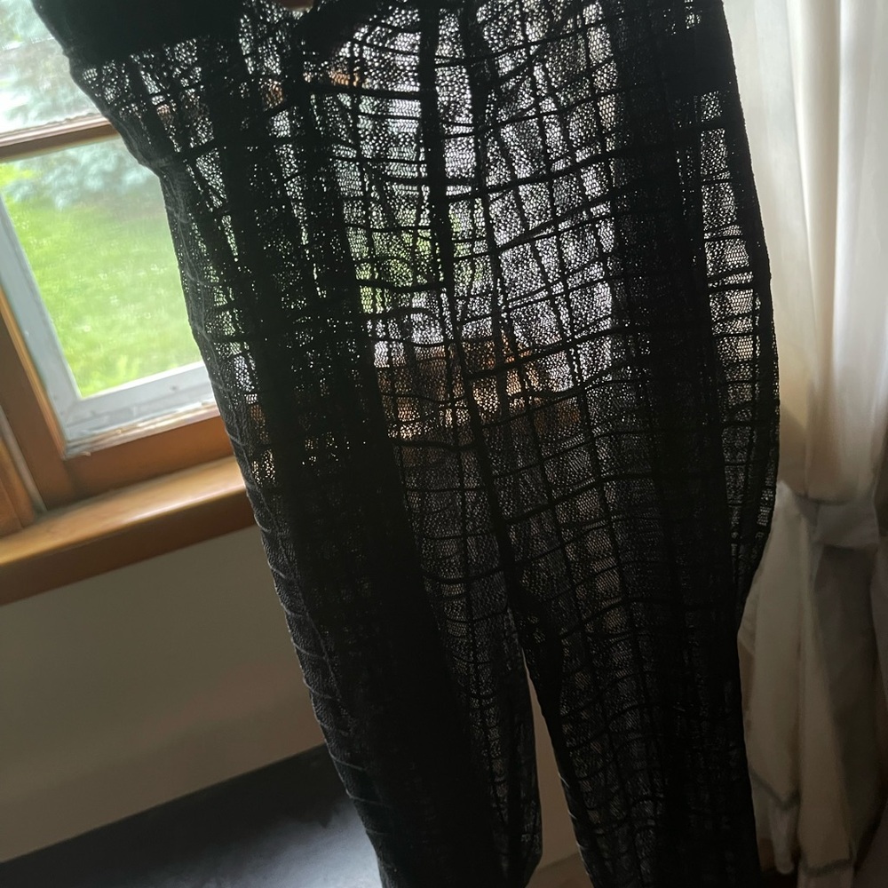 See Through Checkered Fringed Pants